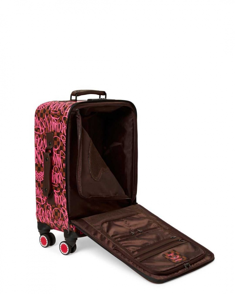 Sprayground Luggage SHARKS IN NEW YORK CARRY-ON SOFT LUGGAGE Fuchsia | CGHZR7298