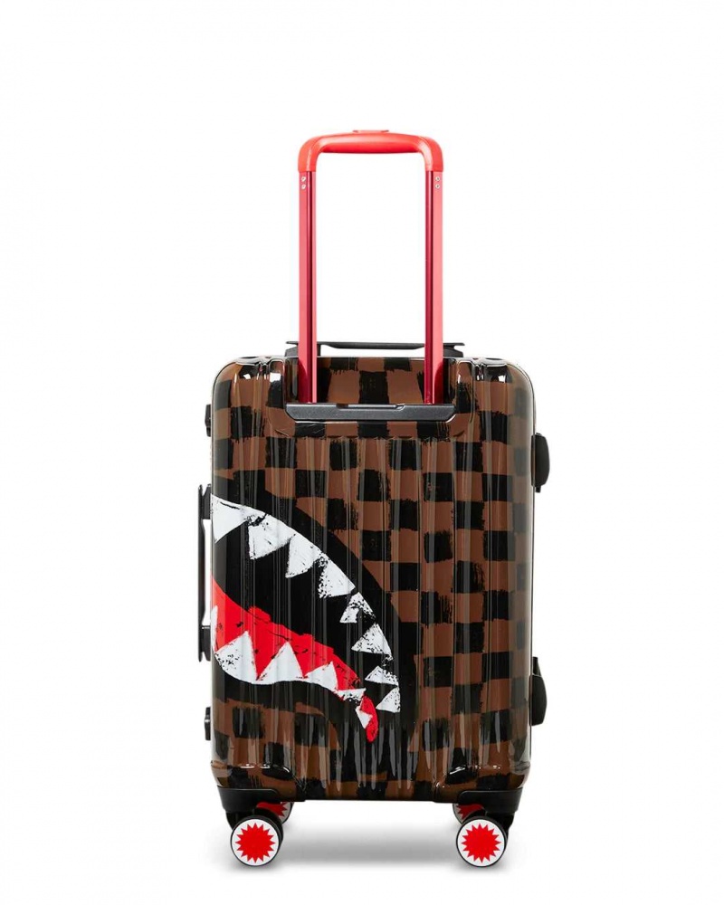 Sprayground Luggage SHARKS IN PARIS PAINTED HARD LUGGAGE Brown | RHLJU0631