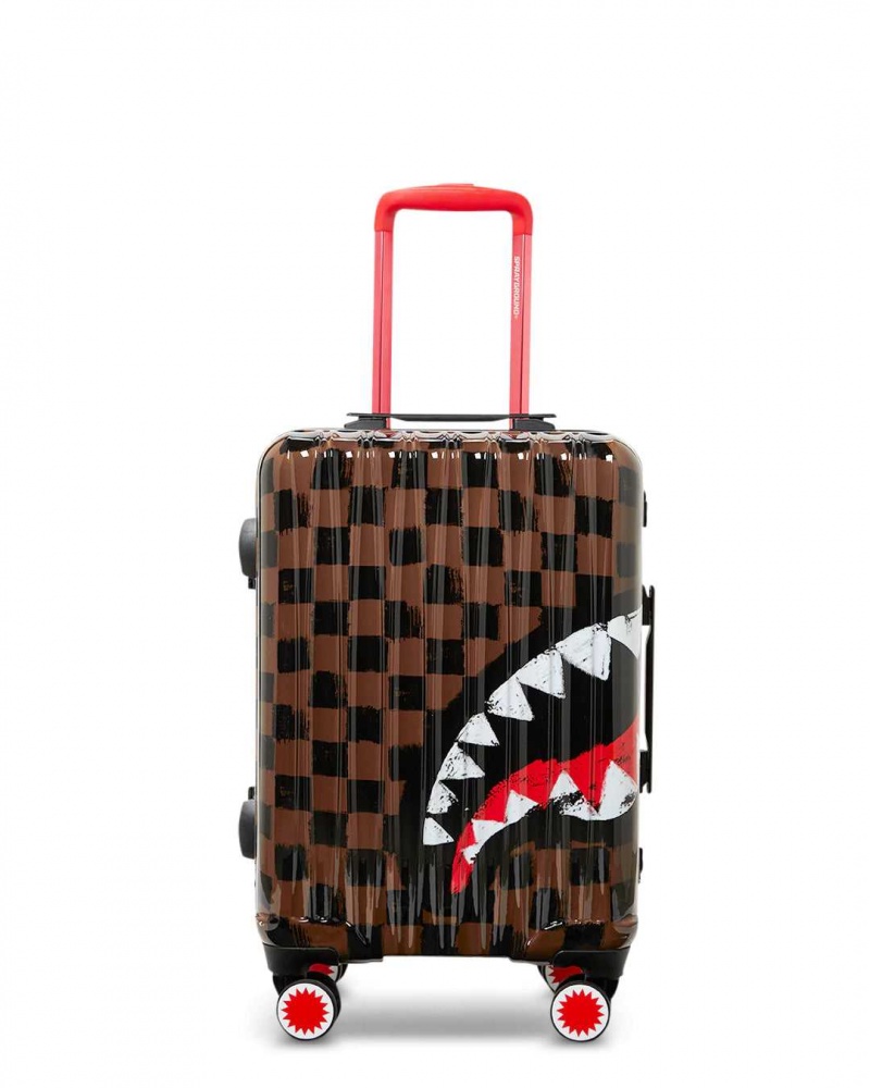 Sprayground Luggage SHARKS IN PARIS PAINTED HARD LUGGAGE Brown | RHLJU0631