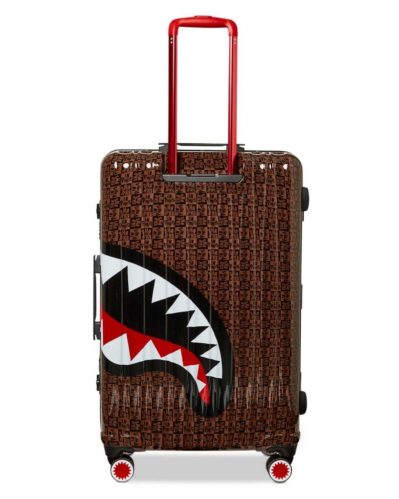 Sprayground Luggage SHARKS IN PARIS CHECK LARGE LUGGAGE Brown | LMRSJ0758