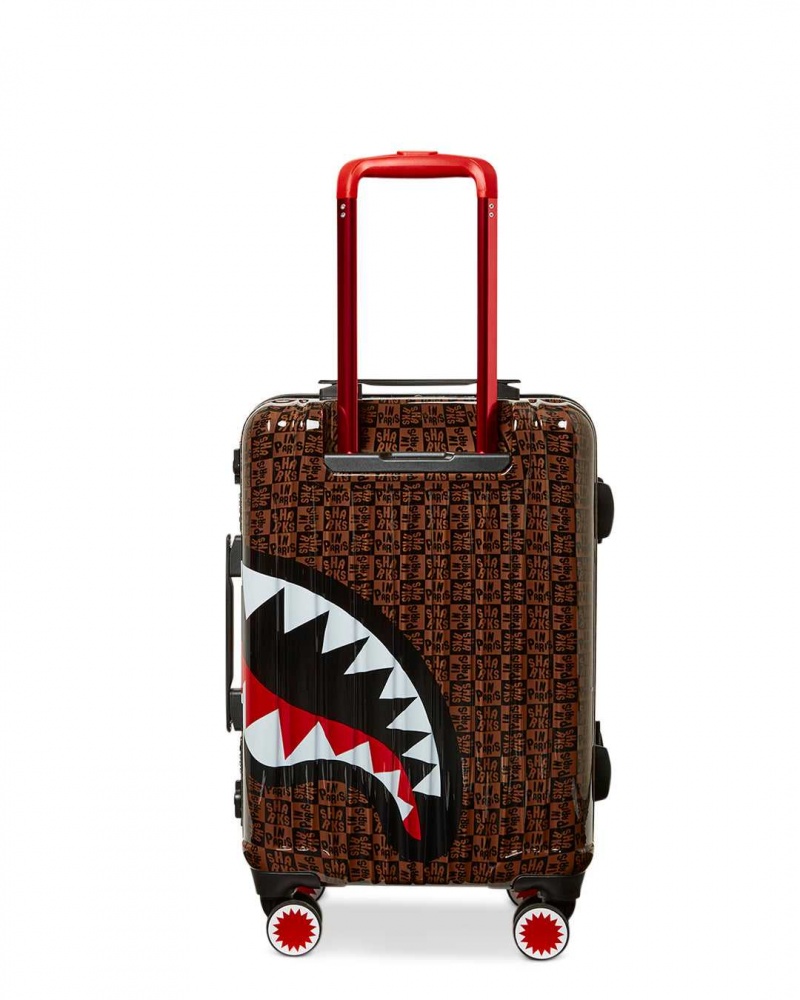 Sprayground Luggage SHARKS IN PARIS CHECK CARRY ON LUGGAGE Brown | XLAUQ8390