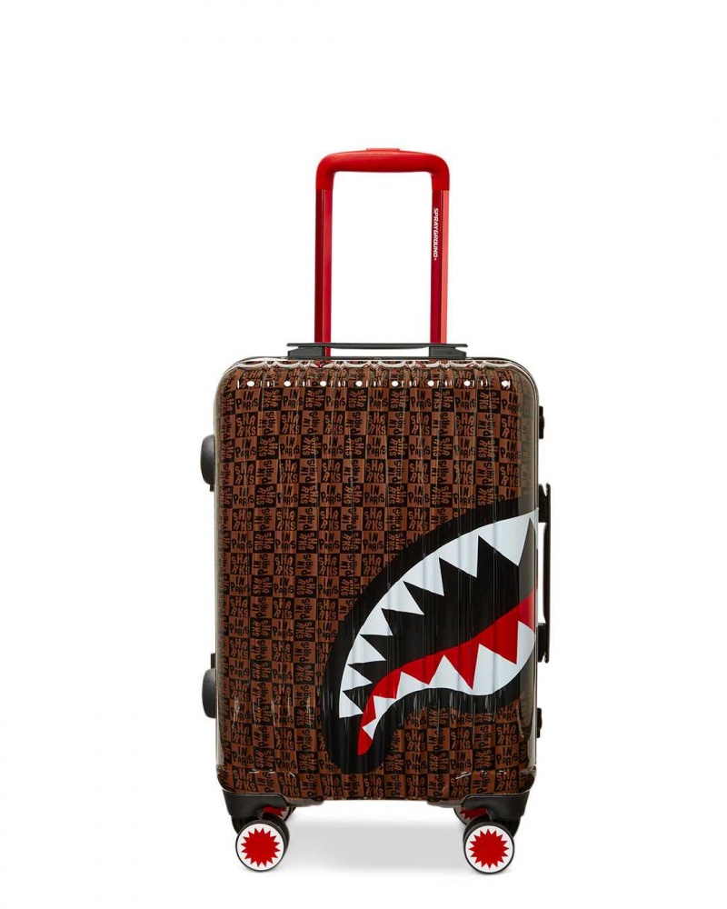 Sprayground Luggage SHARKS IN PARIS CHECK CARRY ON LUGGAGE Brown | XLAUQ8390