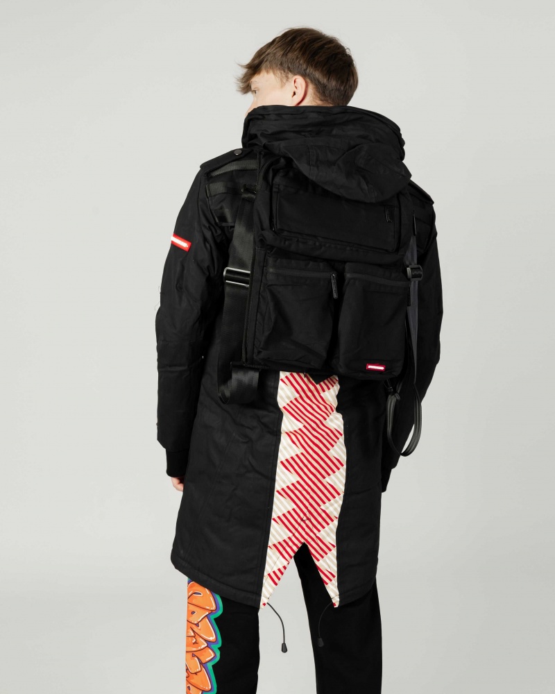 Sprayground Parka ASYMMETRIC FISHTAIL Black | TFCAH1345