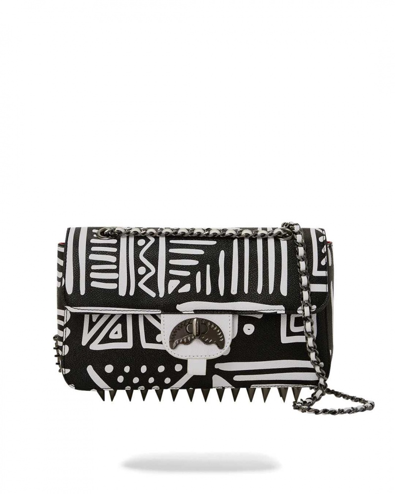 Sprayground Pochette Ai TRIBAL COURTURE TURN-LOCK HAND BAG CLUTCH Black | KVESO1538