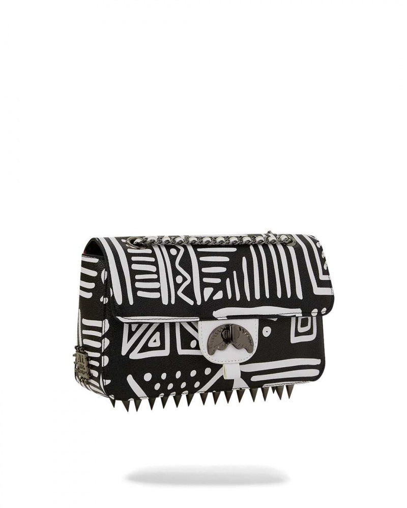 Sprayground Pochette Ai TRIBAL COURTURE TURN-LOCK HAND BAG CLUTCH Black | KVESO1538