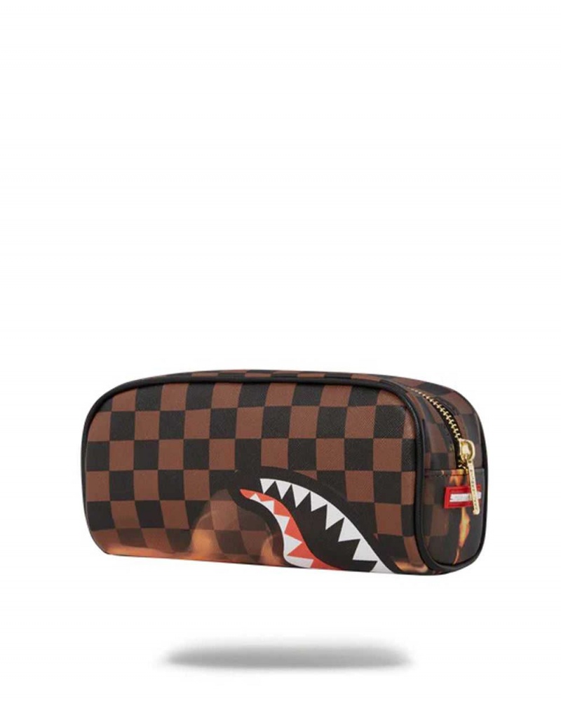 Sprayground Pochette BURNT SHARKS IN PARIS POUCH Brown | LFPMX9483