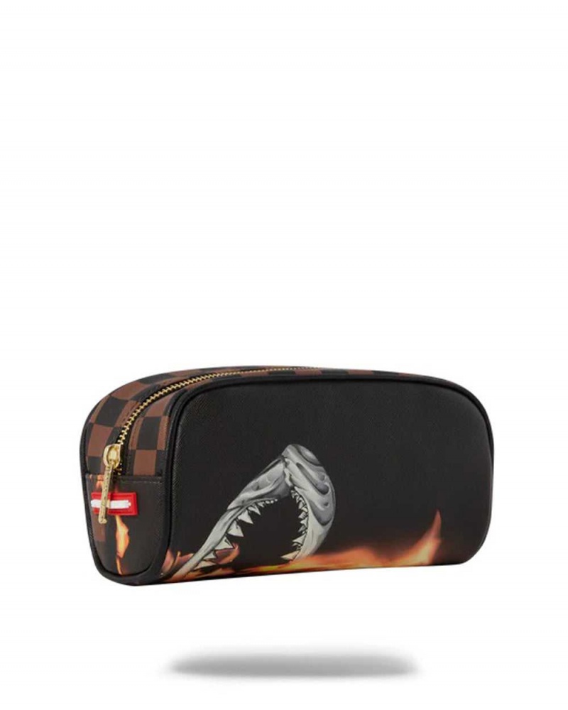 Sprayground Pochette BURNT SHARKS IN PARIS POUCH Brown | LFPMX9483