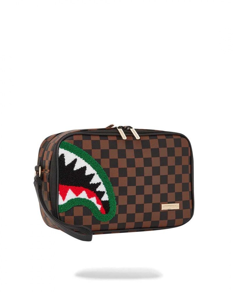 Sprayground Pochette CHENILLE SIP TOILETRY - BRICK Dark Red Brown | QBJVG4789