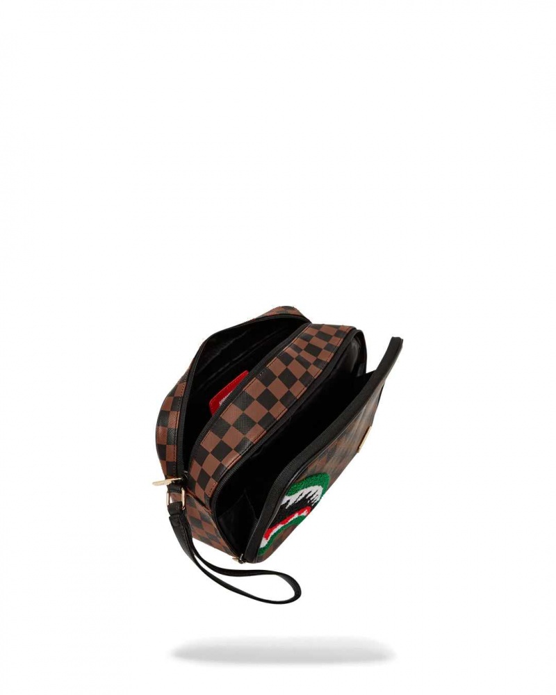 Sprayground Pochette CHENILLE SIP TOILETRY - BRICK Dark Red Brown | QBJVG4789