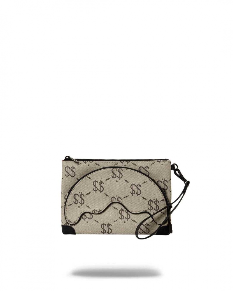 Sprayground Pochette DOUBLE MONEY POUCHETTE Grey | TEKFX9754