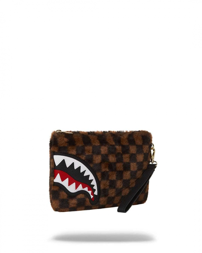 Sprayground Pochette FUR SHARKS IN PARIS POUCHETTE Brown | XFCHL0362