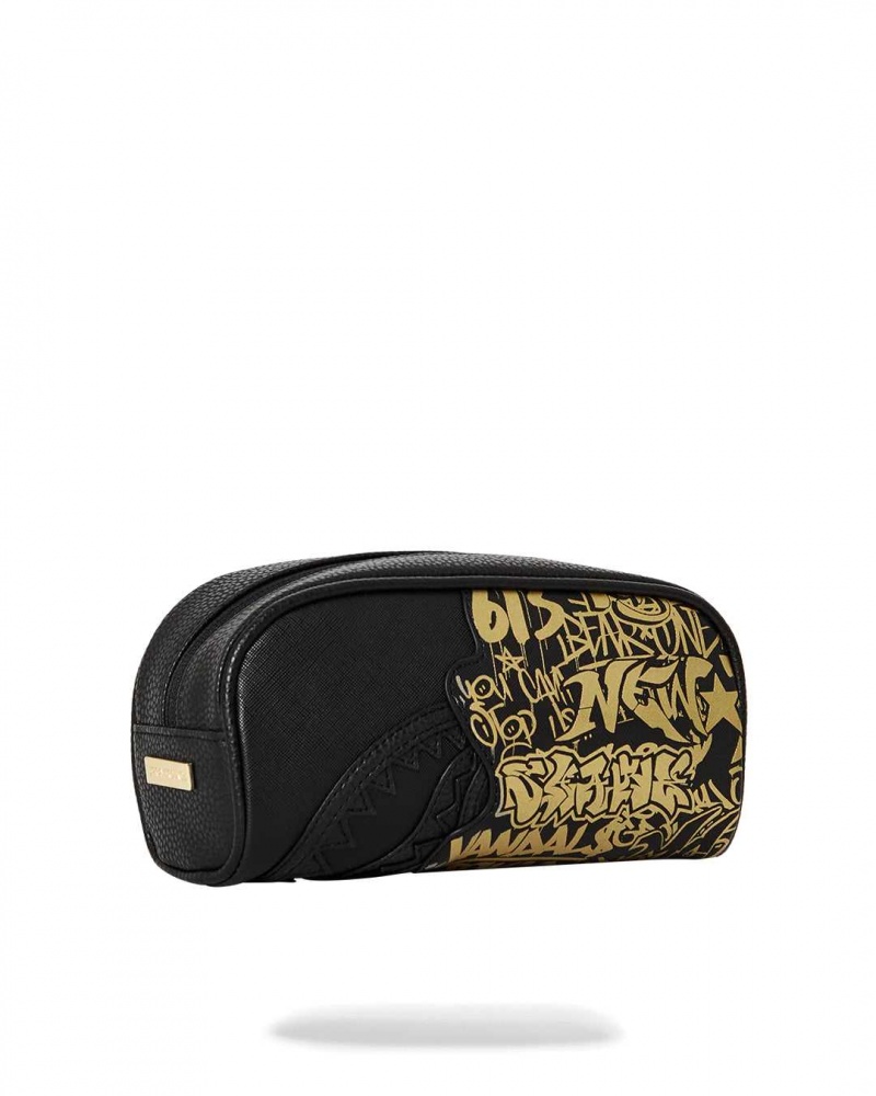 Sprayground Pochette HALF GRAFF POUCH Gold Black | UISTA1732