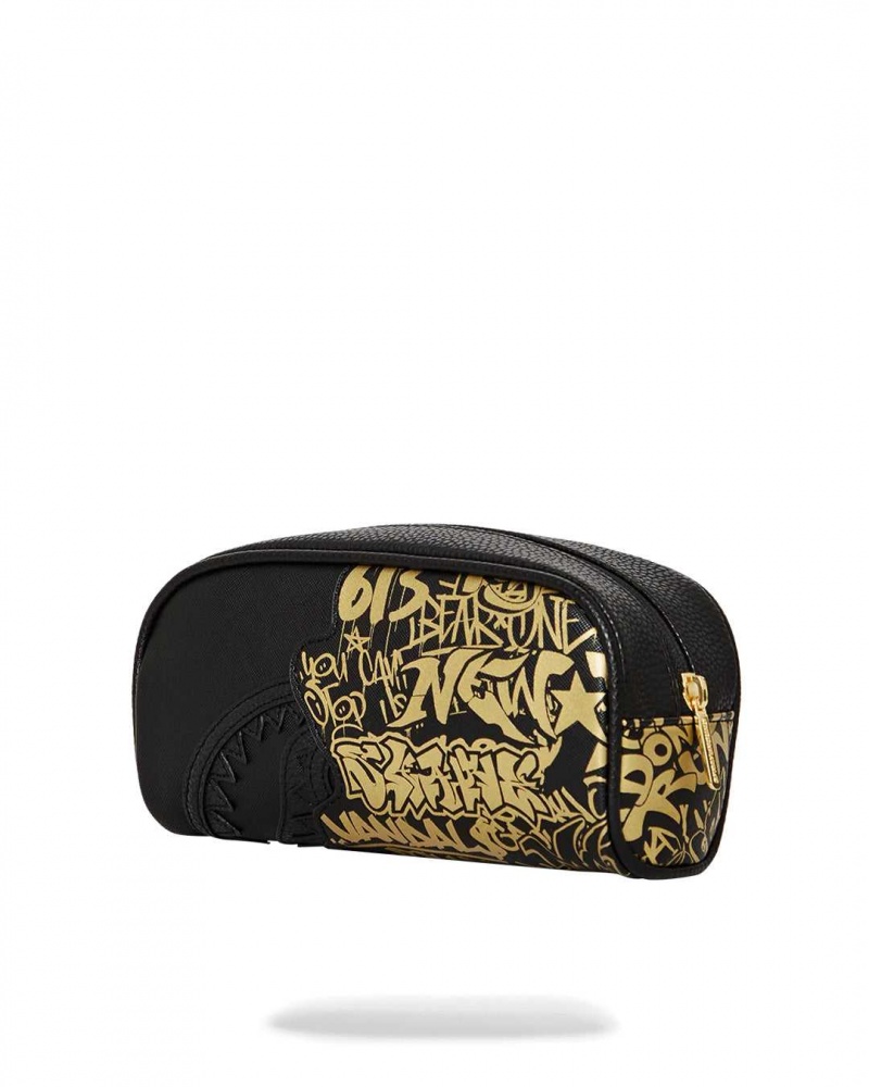 Sprayground Pochette HALF GRAFF POUCH Gold Black | UISTA1732