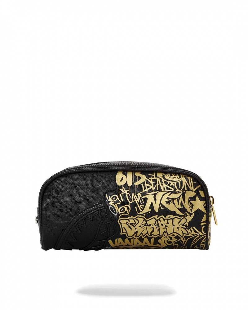 Sprayground Pochette HALF GRAFF POUCH Gold Black | UISTA1732