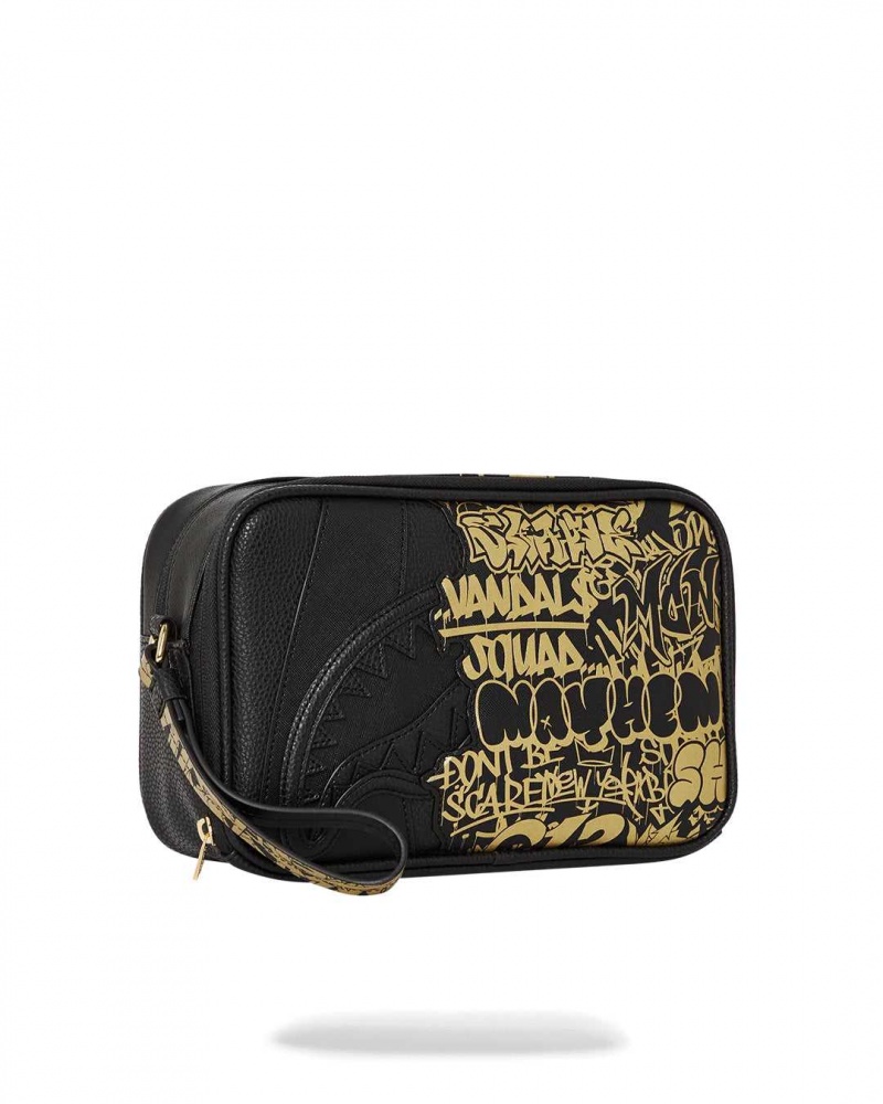 Sprayground Pochette HALF GRAFF TOILETRY BRICK Gold Dark Red Black | WFISD3524