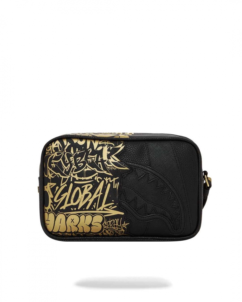 Sprayground Pochette HALF GRAFF TOILETRY BRICK Gold Dark Red Black | WFISD3524