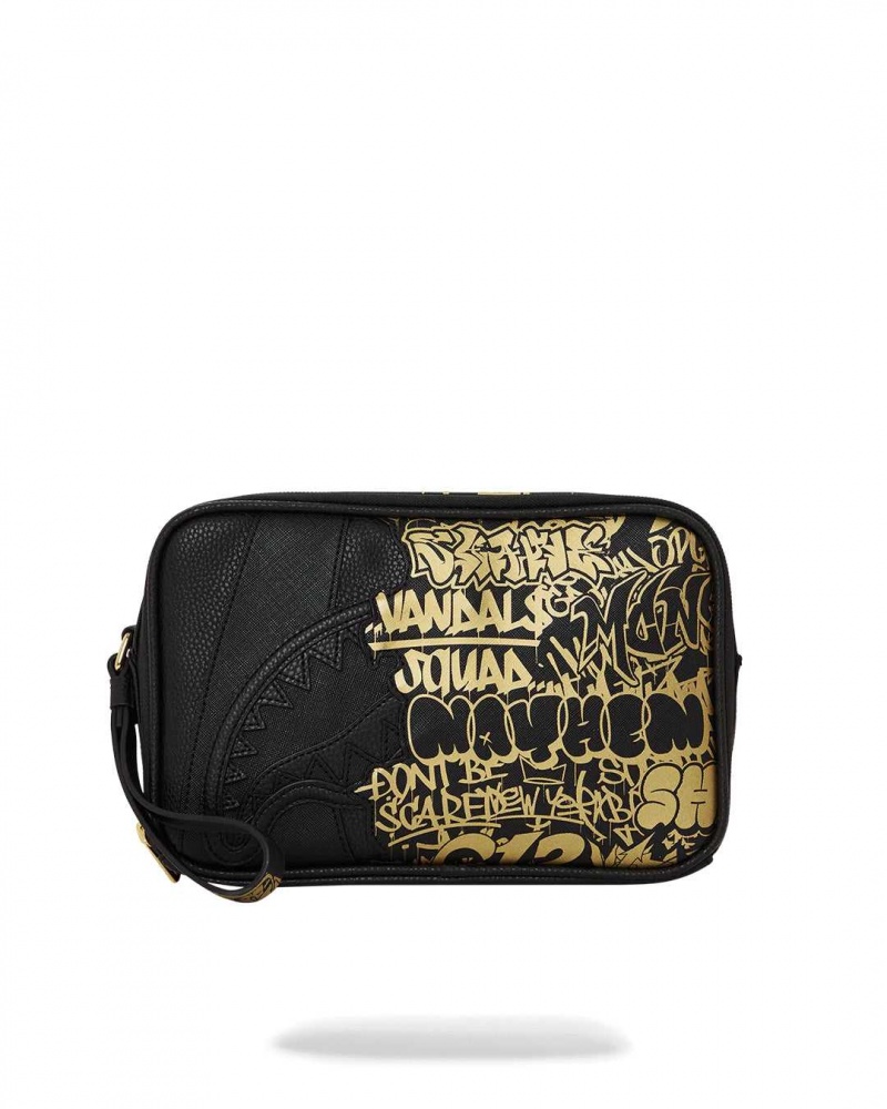 Sprayground Pochette HALF GRAFF TOILETRY BRICK Gold Dark Red Black | WFISD3524