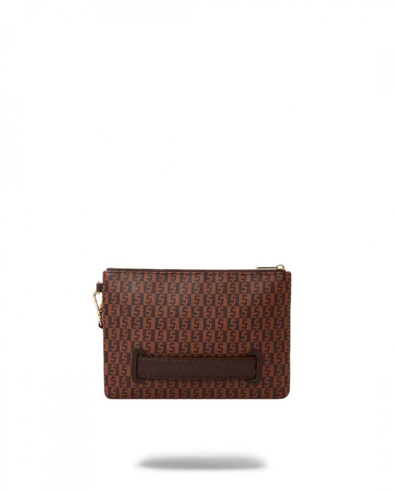 Sprayground Pochette MONEY CHECKERED POUCHETTE Brown | NHDIA3462