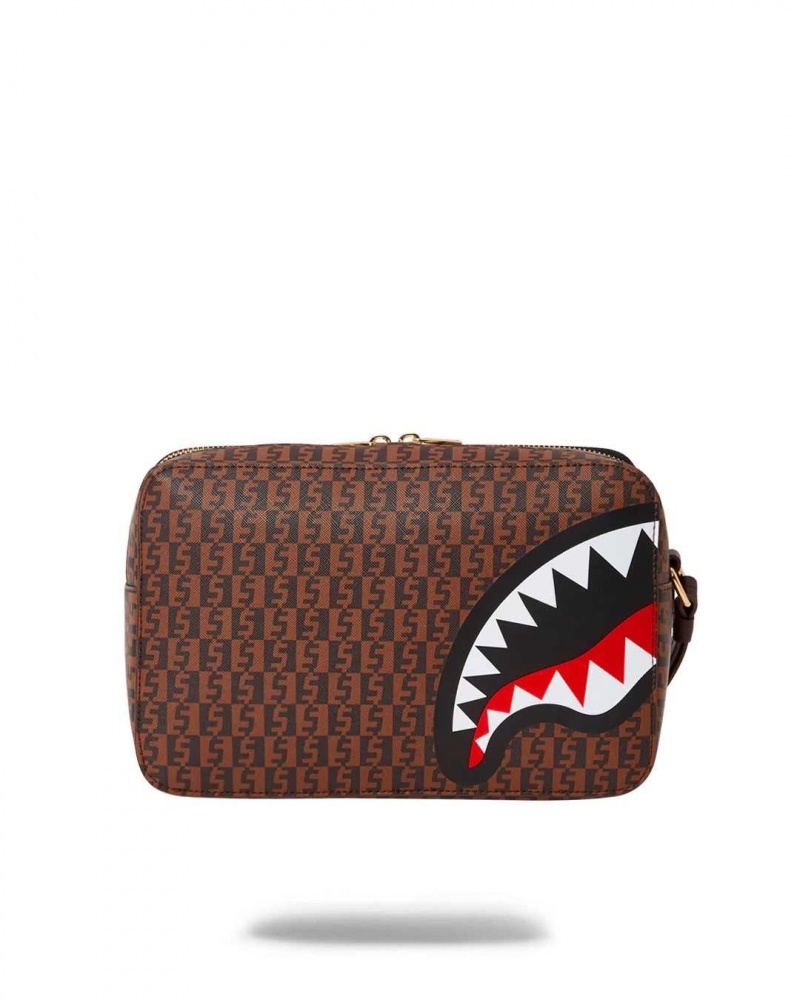 Sprayground Pochette OG - MONEY CHECKERED TOILETRY Brown | RXYCE2395