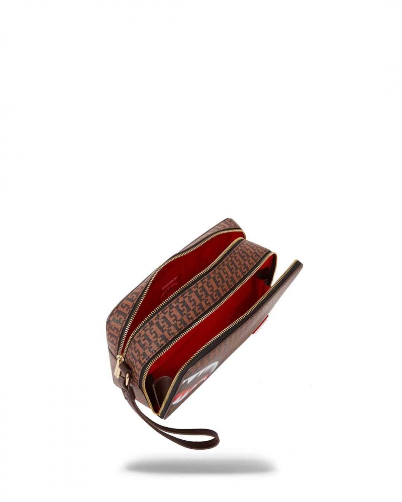 Sprayground Pochette OG - MONEY CHECKERED TOILETRY Brown | RXYCE2395