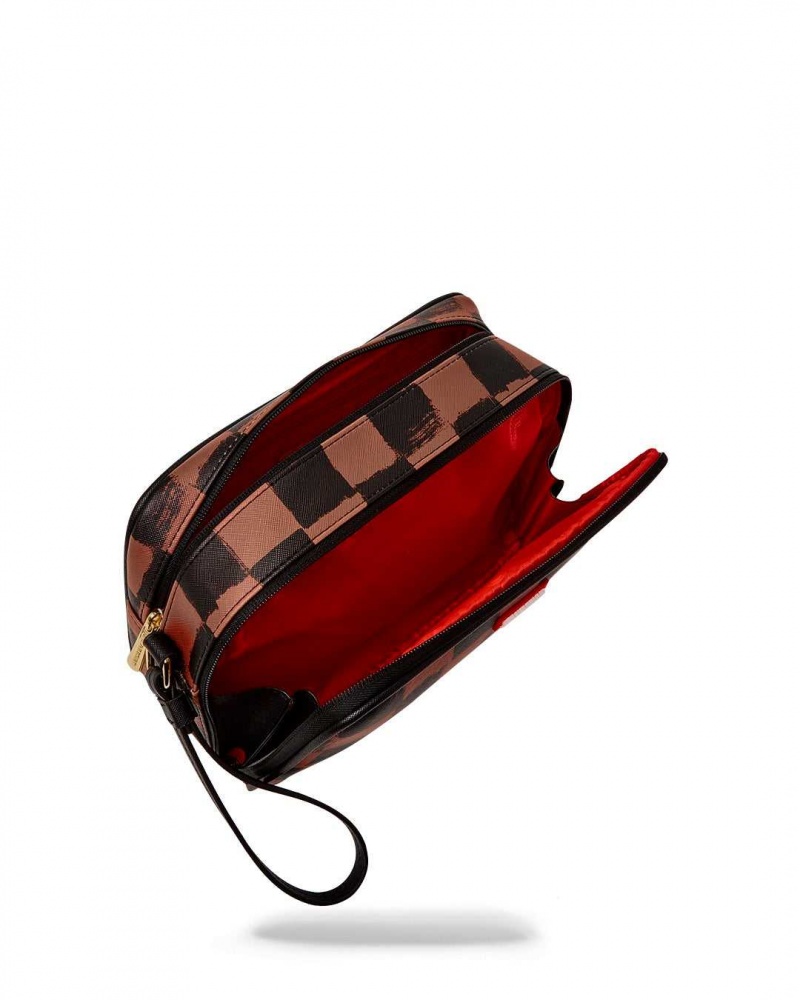 Sprayground Pochette SHARKS IN PARIS PAINTED TOILETRY Brown | LYCSD4265