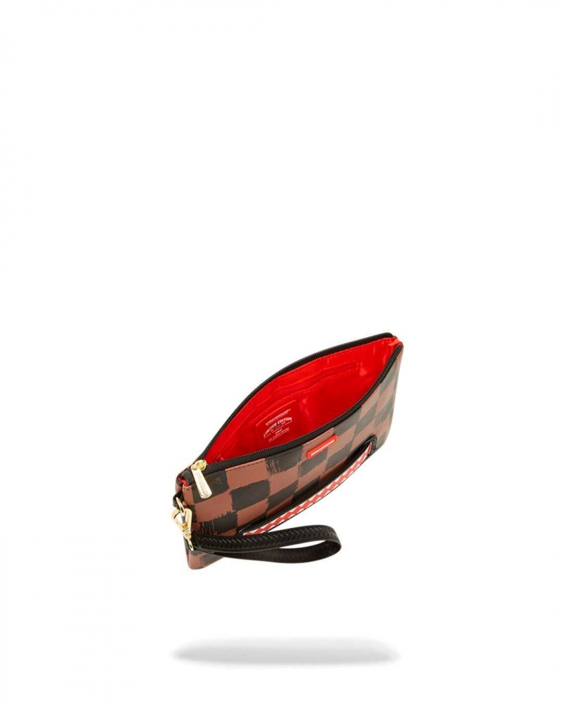 Sprayground Pochette SHARKS IN PARIS PAINTED POUCHETTE Brown | BHIQL5674