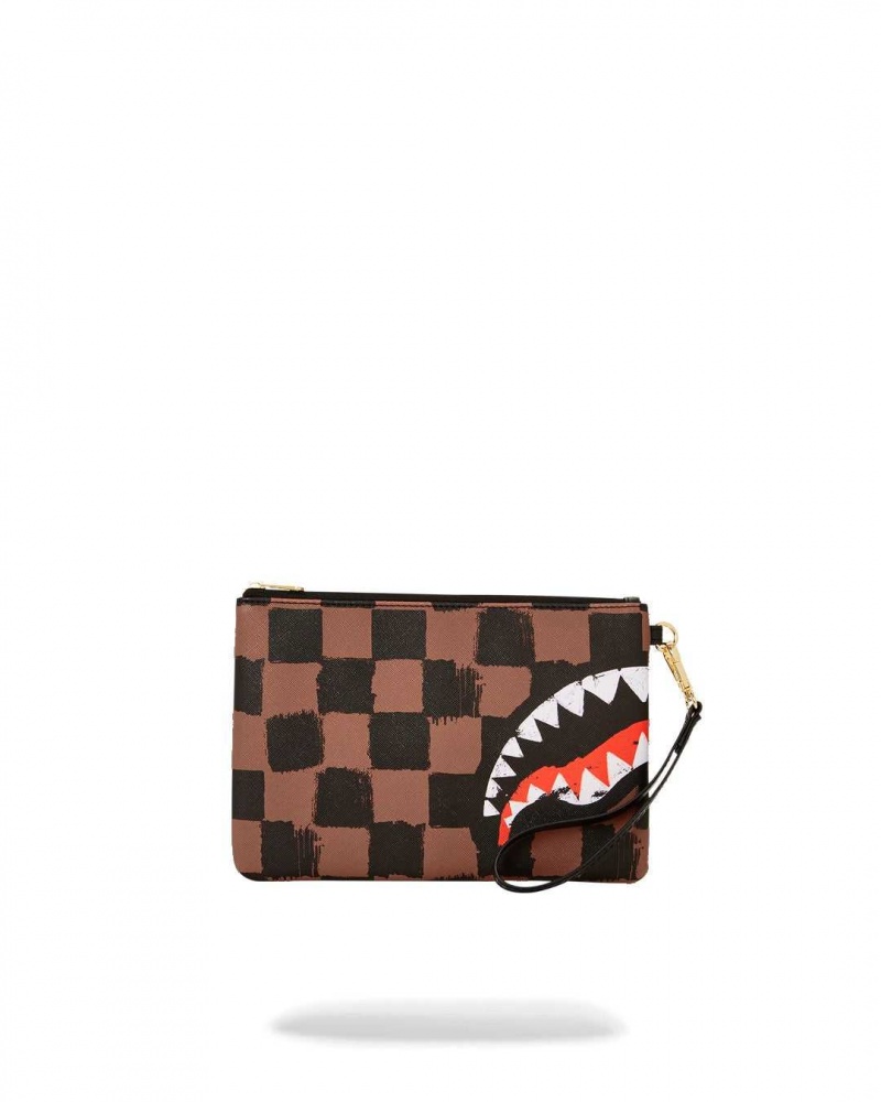 Sprayground Pochette SHARKS IN PARIS PAINTED POUCHETTE Brown | BHIQL5674