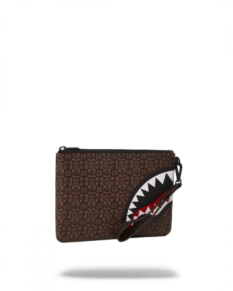 Sprayground Pochette SHARKS IN PARIS CHECK POCHETTE Brown | JVHIG4160