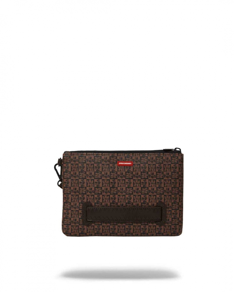 Sprayground Pochette SHARKS IN PARIS CHECK POCHETTE Brown | JVHIG4160