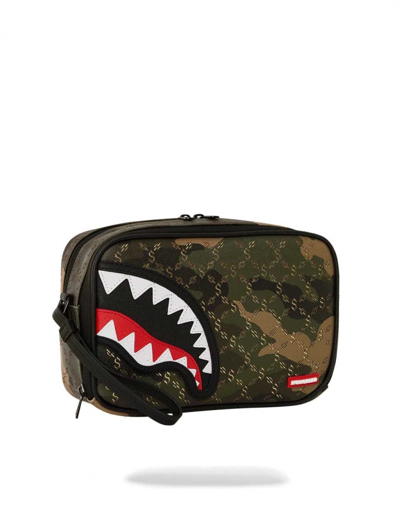 Sprayground Pochette $ PATTERN OVER TOILETRY BRICK Camo Dark Red Green | YKPEO8936