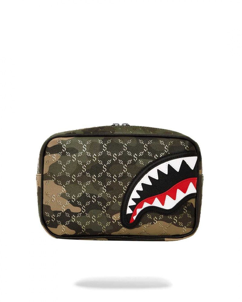 Sprayground Pochette $ PATTERN OVER TOILETRY BRICK Camo Dark Red Green | YKPEO8936