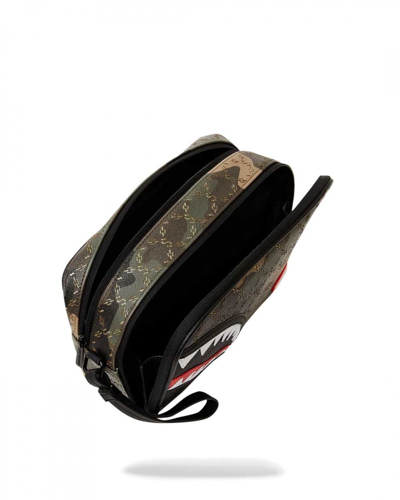 Sprayground Pochette $ PATTERN OVER TOILETRY BRICK Camo Dark Red Green | YKPEO8936