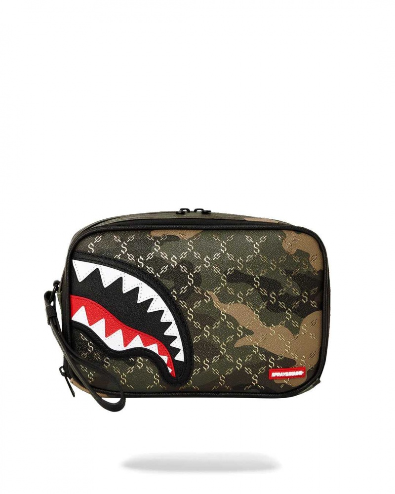 Sprayground Pochette $ PATTERN OVER TOILETRY BRICK Camo Dark Red Green | YKPEO8936