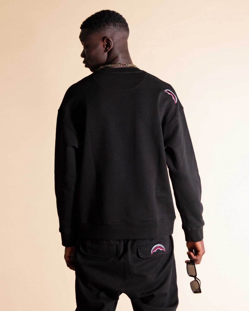 Sprayground Sweatshirt BE RICH CREWNECK Black | RNQAW4395