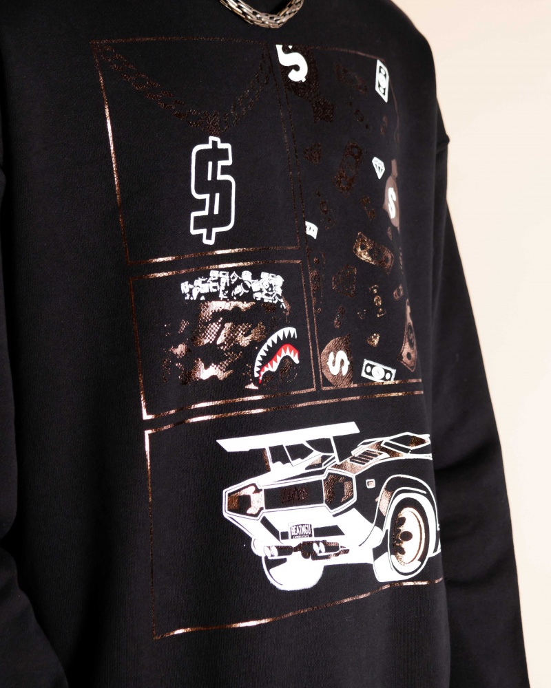 Sprayground Sweatshirt BE RICH CREWNECK Black | RNQAW4395