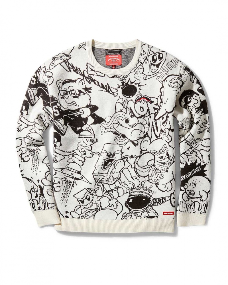 Sprayground Sweatshirt CHAOS SWEATER PULLOVER White | DFAYP3607