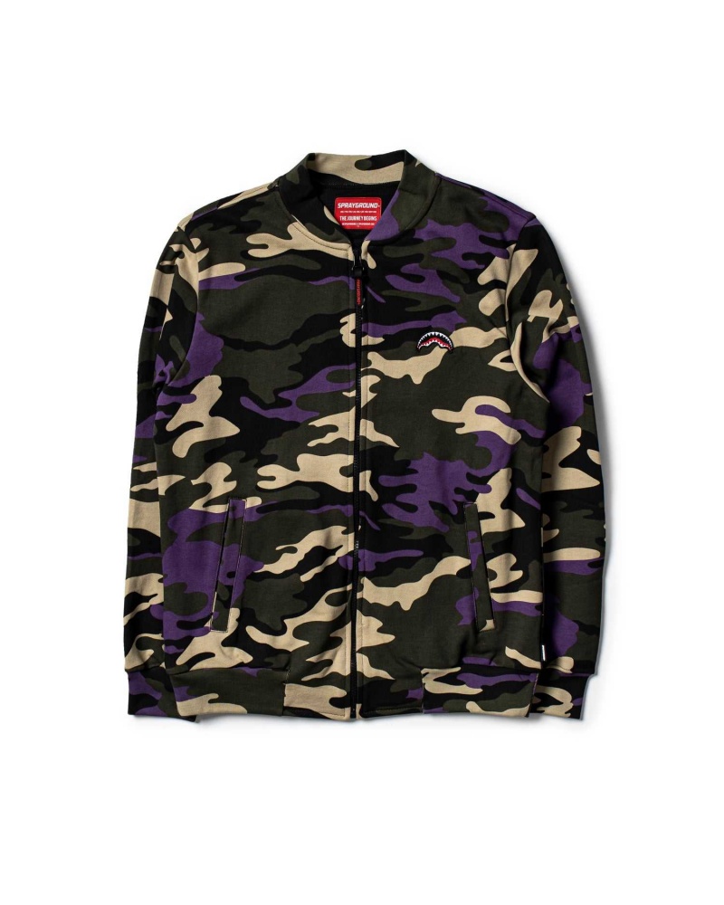 Sprayground Sweatshirt JACKET Camo Purple | BKFCZ3457