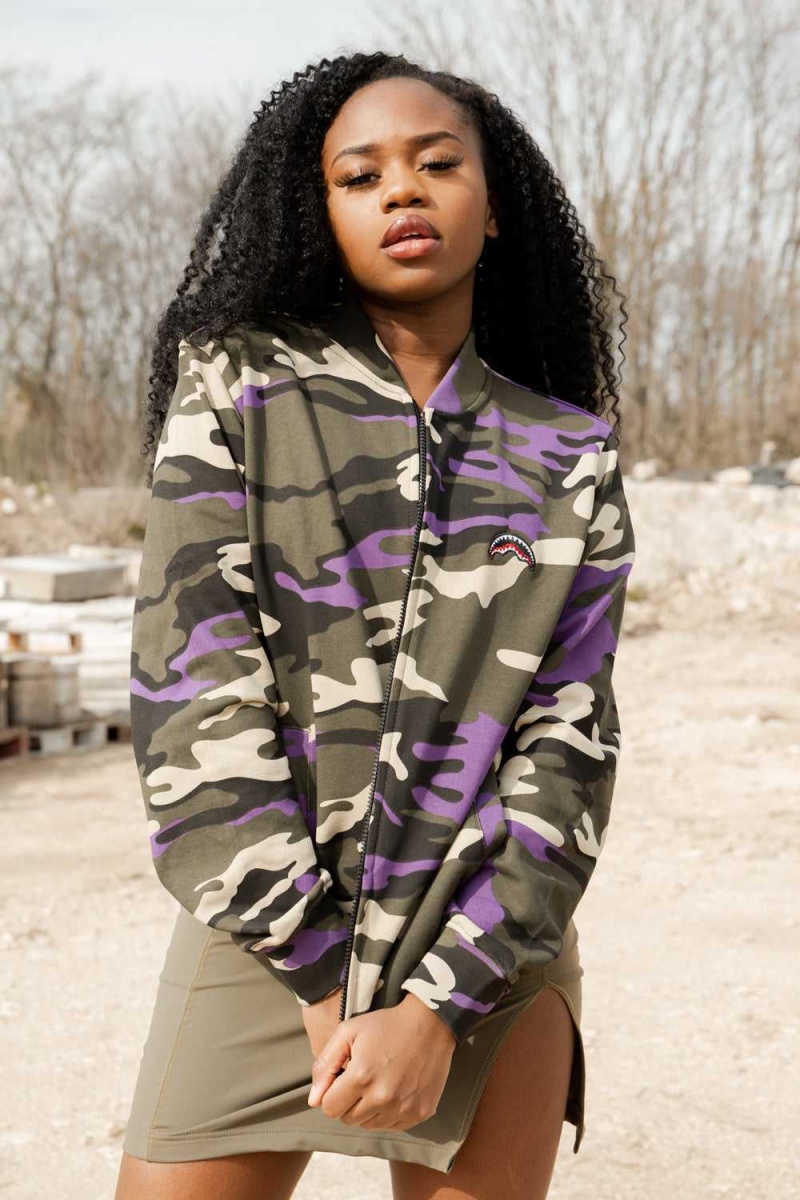 Sprayground Sweatshirt JACKET Camo Purple | BKFCZ3457