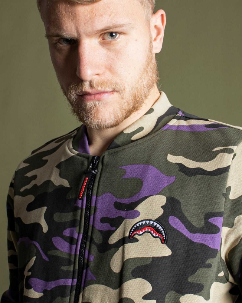 Sprayground Sweatshirt JACKET Camo Purple | BKFCZ3457