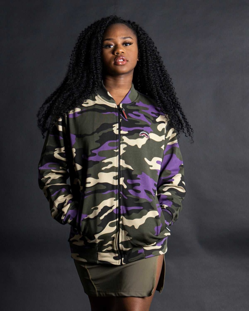 Sprayground Sweatshirt JACKET Camo Purple | BKFCZ3457