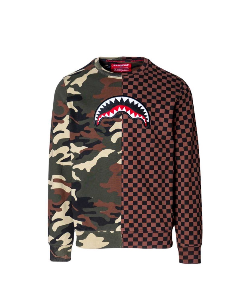 Sprayground Sweatshirt JUNGLE CREW Green Brown | DUCWR5923