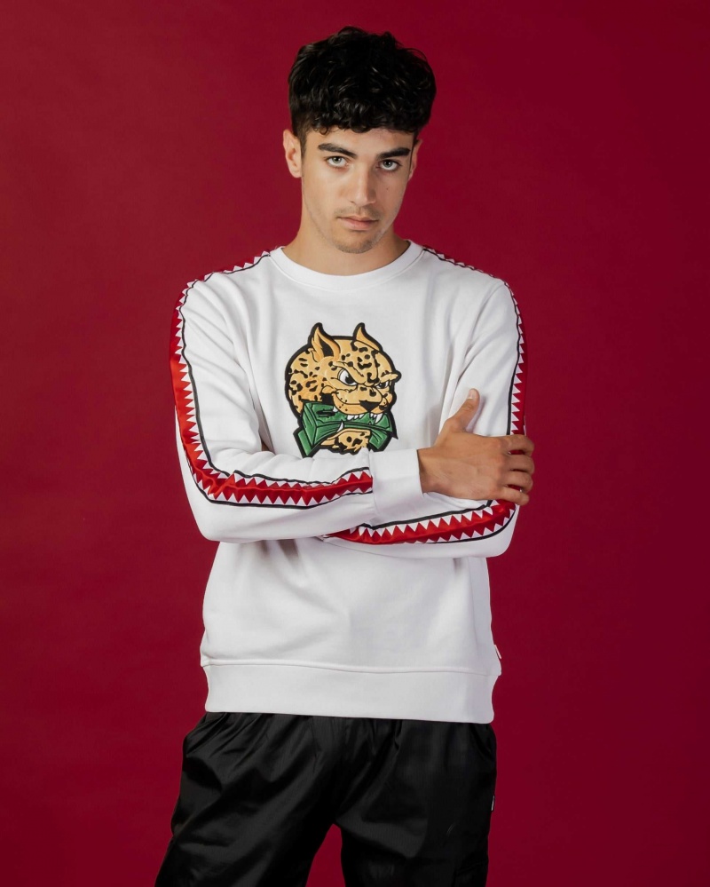 Sprayground Sweatshirt MONEY CREW Leopard White | DNRAO2956