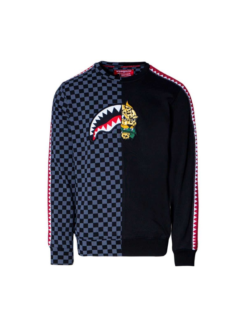 Sprayground Sweatshirt SPUCCI SPLIT CREW Black | KICLV4718