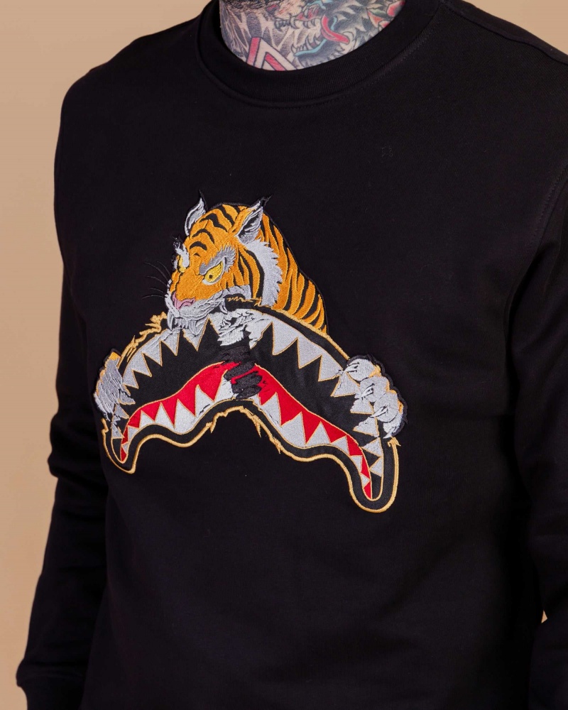 Sprayground Sweatshirt TIGER CREW Black | PRKNT9137