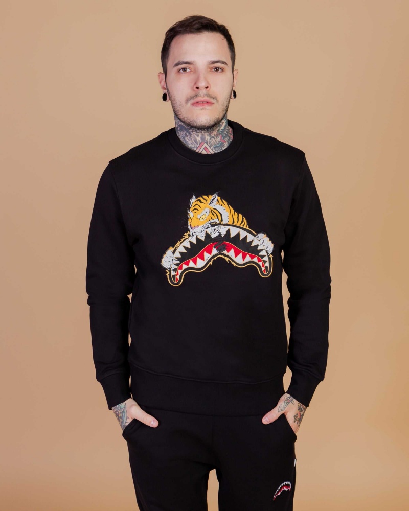 Sprayground Sweatshirt TIGER CREW Black | PRKNT9137