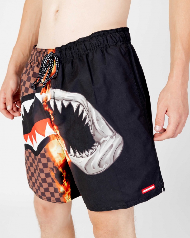 Sprayground Swimsuit BURNT SHARKS IN PARIS SWM Black | TQLWY0526