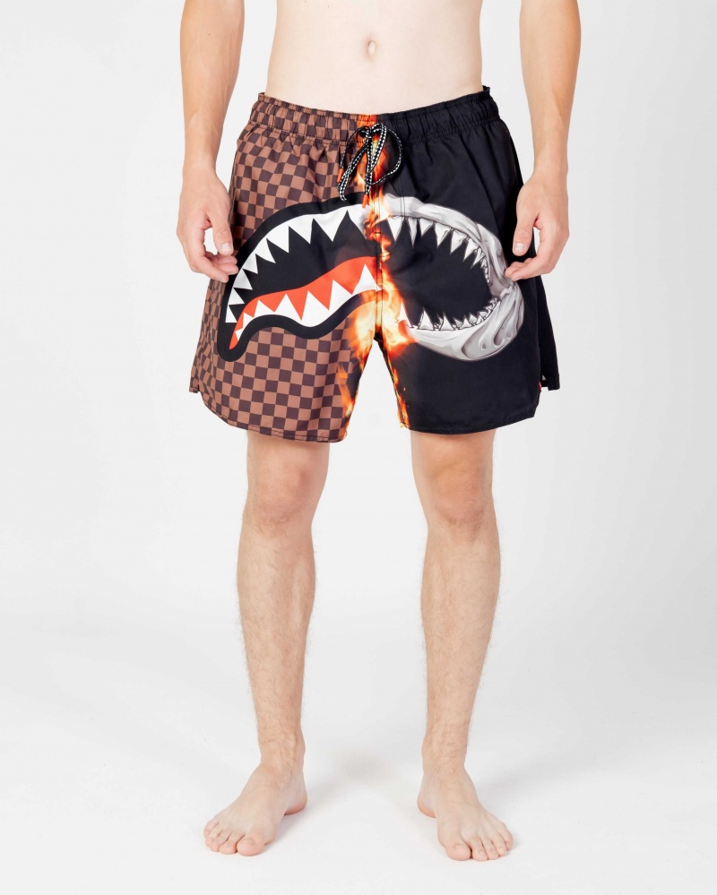 Sprayground Swimsuit BURNT SHARKS IN PARIS SWM Black | TQLWY0526