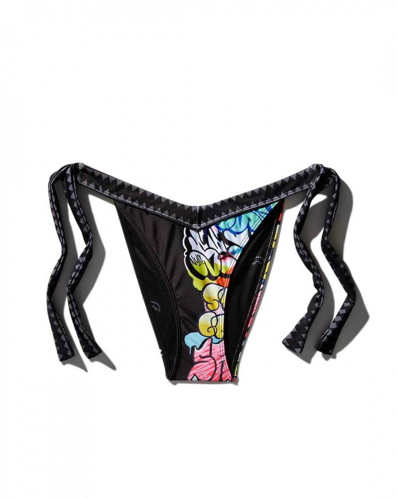 Sprayground Swimsuit HALF GRAFF BIKINI BOTTOM Black | HYAID3054