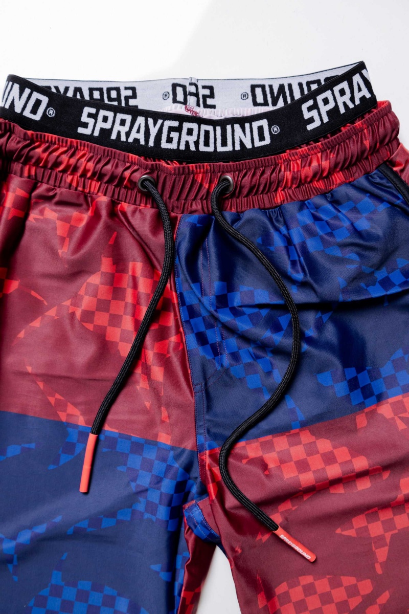 Sprayground Swimsuit SHARK CHECK COLOR BLOCK MIDI Red | NSUAB2418