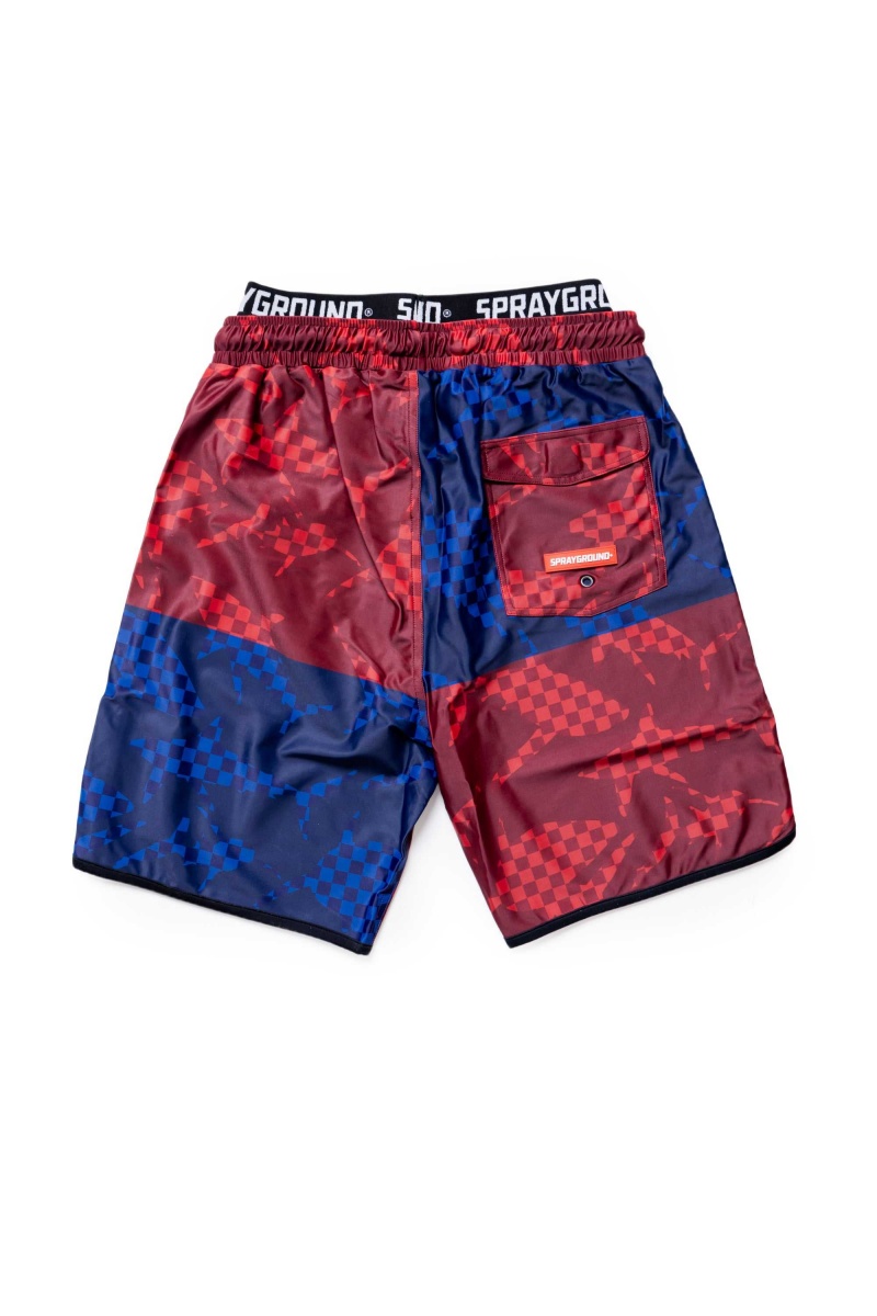 Sprayground Swimsuit SHARK CHECK COLOR BLOCK MIDI Red | NSUAB2418